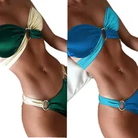 New  Foreign Trade Bikini Bikini Women's Split Swimsuit Contrast Color Sexy Spice Girl Holiday Swimsuit Z0720 main image 3