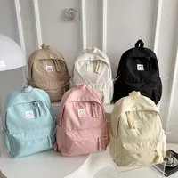 Solid Color Simple College Student Casual Backpack Good-looking Schoolbag Large Capacity Ins Preppy Style Junior High School Backpack main image 1
