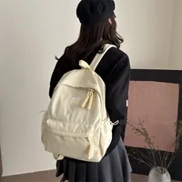 Solid Color Simple College Student Casual Backpack Good-looking Schoolbag Large Capacity Ins Preppy Style Junior High School Backpack main image 3