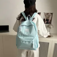 Solid Color Simple College Student Casual Backpack Good-looking Schoolbag Large Capacity Ins Preppy Style Junior High School Backpack main image 4