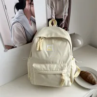 Solid Color Simple College Student Casual Backpack Good-looking Schoolbag Large Capacity Ins Preppy Style Junior High School Backpack sku image 3