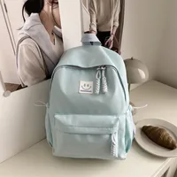 Solid Color Simple College Student Casual Backpack Good-looking Schoolbag Large Capacity Ins Preppy Style Junior High School Backpack sku image 4