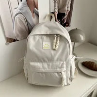 Solid Color Simple College Student Casual Backpack Good-looking Schoolbag Large Capacity Ins Preppy Style Junior High School Backpack sku image 5