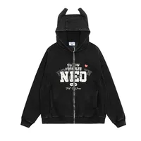 Jiayiku Men's  Spring New American Heavy Washed Hoodie Deviruchi Ear Zipper Cardigan Sweater main image 1