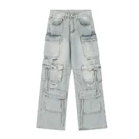 Jiayi Library Men's  Spring New American High Street RO Style Heavy Washed Multi-Pocket Jeans Wide Leg Pants main image 1