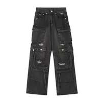 Jiayi Library Men's  Spring New American High Street RO Style Heavy Washed Multi-Pocket Jeans Wide Leg Pants main image 3