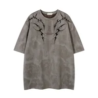 Jiayiku Men's  Summer Functional Style American Retro High Street Trendy Brand Tee Thorns Embroidered Short-sleeved T-shirt For Men main image 1