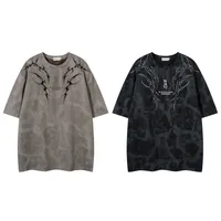 Jiayiku Men's  Summer Functional Style American Retro High Street Trendy Brand Tee Thorns Embroidered Short-sleeved T-shirt For Men main image 5