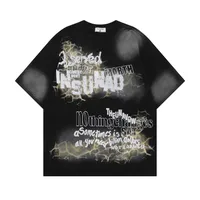 Jiayiku Men's  Summer New American Street Fashion Brand Tee Heavy Washed Graffiti Print Short Sleeve T-Shirt main image 1
