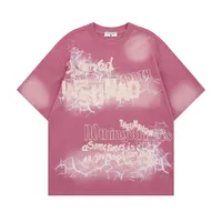 Jiayiku Men's  Summer New American Street Fashion Brand Tee Heavy Washed Graffiti Print Short Sleeve T-Shirt main image 2