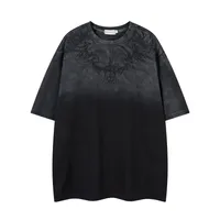 Jiayiku Men's  Summer New American Retro Thorns Embroidered Trendy Brand Tee Heavy Washed Short-sleeved T-shirt main image 1