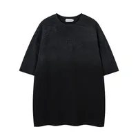 Jiayiku Men's  Summer New American Retro Trendy Brand Thorns Embroidered Tee Gradient Washed Short-sleeved T-shirt main image 2