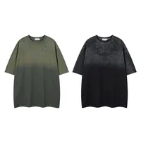 Jiayiku Men's  Summer New American Retro Thorns Embroidered Trendy Brand Tee Heavy Washed Short-sleeved T-shirt main image 5