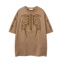 Jiayiku Men's  American Street Dark Tide Brand Tee Skull Skeleton Printed Suede Short-sleeved T-shirt For Men main image 4