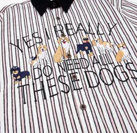 Jiayiku Men's  New American Middle Ages Lazy Fashion Brand Puppy Embroidered Striped Short-sleeved Shirt For Men And Women main image 3