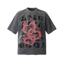 Jiayiku Men's  Summer American Street Hip Hop Fashion Brand Couple Tee Flame Heart-shaped Printed T-shirt Short Sleeve main image 1