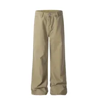 Jiayi Library Men's  Spring American Style Retro Washed Old Simple Casual Pants Straight Through Loose Wide Leg Pants sku image 2