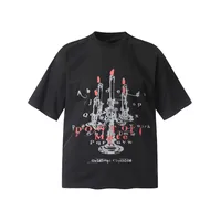 Jiayiku Men's  Summer New American Retro Trendy Brand Tee T-shirt Graffiti Print Short-sleeved T-shirt For Men sku image 10