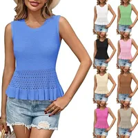 Xia Xin Commuter Women's Knitted Sleeveless Top   Hot Women's Hollow Hem main image 1