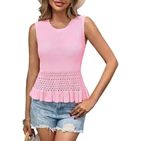 Xia Xin Commuter Women's Knitted Sleeveless Top   Hot Women's Hollow Hem main image 3
