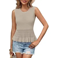 Xia Xin Commuter Women's Knitted Sleeveless Top   Hot Women's Hollow Hem main image 5