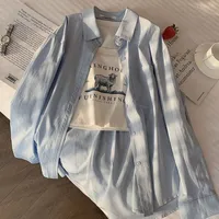 Plus Size 1.0-150kg Lazy Style Green Shirt Top For Women Spring & Fall New Style Loose And Versatile Thin Hong Kong Style Jacket main image 2