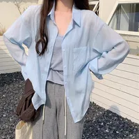 French Style Ice Silk Sunscreen Shirt Women's  Summer Silk Thin Shirt Sense Long Sleeve Sunscreen Top Coat In Stock main image 1