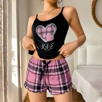 Summer   Style Women's Sexy Sling Shorts Thin Pajamas Milk Silk Printed Two-piece Home Clothes main image 3