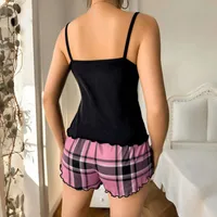 Summer   Style Women's Sexy Sling Shorts Thin Pajamas Milk Silk Printed Two-piece Home Clothes main image 4