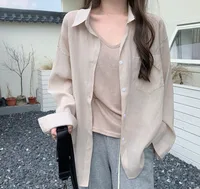 French Style Ice Silk Sunscreen Shirt Women's  Summer Silk Thin Shirt Sense Long Sleeve Sunscreen Top Coat In Stock sku image 9