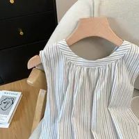 Striped Design Sleeveless New Shirt Summer Shirt Vest New Bow Loose Top main image 2