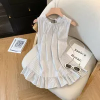 Striped Design Sleeveless New Shirt Summer Shirt Vest New Bow Loose Top main image 4