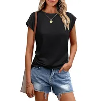 Women's Vest Summer  Round Neck Short-sleeved T-shirt Solid Color Round Neck Cover Sleeve Foreign Trade Women main image 2
