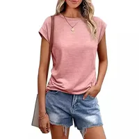 Women's Vest Summer  Round Neck Short-sleeved T-shirt Solid Color Round Neck Cover Sleeve Foreign Trade Women main image 3