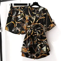 Fashion Floral Women's Suit  Summer New Two-Piece Set Stylish Chiffon Dress Slimming Age-Reducing Shorts Set main image 1