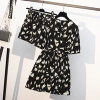 Fashion Floral Women's Suit  Summer New Two-Piece Set Stylish Chiffon Dress Slimming Age-Reducing Shorts Set main image 3