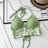 Ethnic Style Fashion Sexy Small Camisole Seaside Beach Lace-up Hollow-out Knitted Short Halter Shirt For Women main image 2