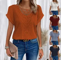 Europe And The United States Spring And Summer New Independent Station Lace Stitching Short Sleeve T-shirt In Stock  Women's Clothing main image 1