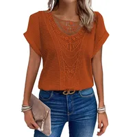 Europe And The United States Spring And Summer New Independent Station Lace Stitching Short Sleeve T-shirt In Stock  Women's Clothing main image 4