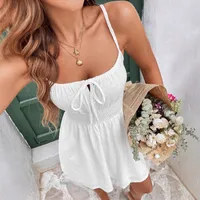 Elegant Sleeveless Sling Dress Summer New High Waist Pleated A- Line Midi Dress main image 1