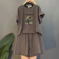 Plus Size Summer Fashion Youthful Casual Sports Versatile Batwing Sleeve Set For Women New Style Slimming Two-Piece Trendy main image 2