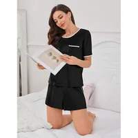 New Manufacturers Selling Pajamas Ladies Sling Nightgown Short Sleeve Round Neck Suit Summer Wear Home Clothes main image 1