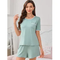 New Manufacturers Selling Pajamas Ladies Sling Nightgown Short Sleeve Round Neck Suit Summer Wear Home Clothes main image 4