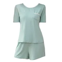 New Manufacturers Selling Pajamas Ladies Sling Nightgown Short Sleeve Round Neck Suit Summer Wear Home Clothes main image 5
