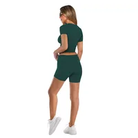 Xiaoyuan  Women's Clothing   Fashion Short-sleeved Crewneck Pullover Comfortable Slim-fit Slimming Shorts Suit main image 4
