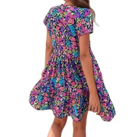 Spring And Summer  New   Foreign Trade Women's Printed Stitching Flower Short Sleeve Dress Women main image 5