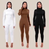 Autumn And Winter New Pure Color Tight-Fitting Long-Sleeved Velvet Jumpsuit Export Women's Yoga Jumpsuit main image 1