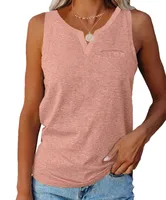 Independent Station  Spring And Summer New Vest V-neck Pocket Loose Casual Large Size Top For Women sku image 3