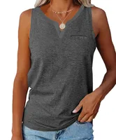 Independent Station  Spring And Summer New Vest V-neck Pocket Loose Casual Large Size Top For Women sku image 11