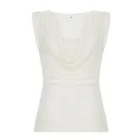 Sexy Spice Girl Style Flap Collar Fold Fake Two-piece Sleeveless T-shirt  Solid Color Slim-fit Slim-fit Outer Vest main image 5